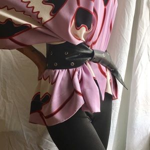 Eyelet Obi Belt Cinch Waistband Boho Faux Leather